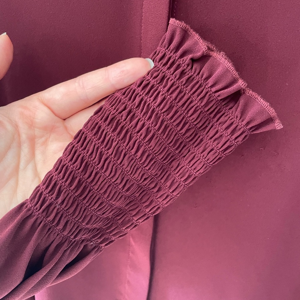 Express Maroon Button Front Blouse - image 3